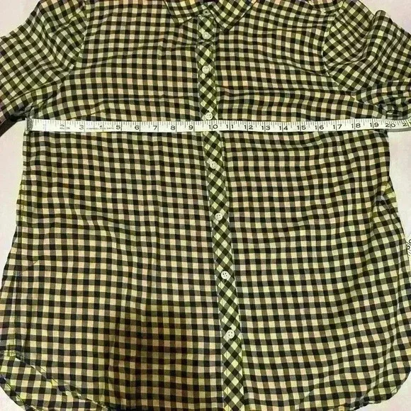 Talbots Blue and Yellow Checked Button Down Shirt Size Medium Petite - Picture 5 of 5